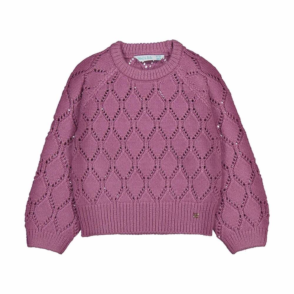 NEW ABEL & LULA girl's openwork glitter sweater in lilac